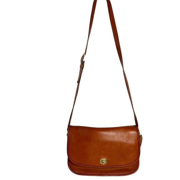 Vintage Coach CITY BAG Crossbody British Tan Leather Flap Messenger 9790 TURKEY - Picture 3 of 16